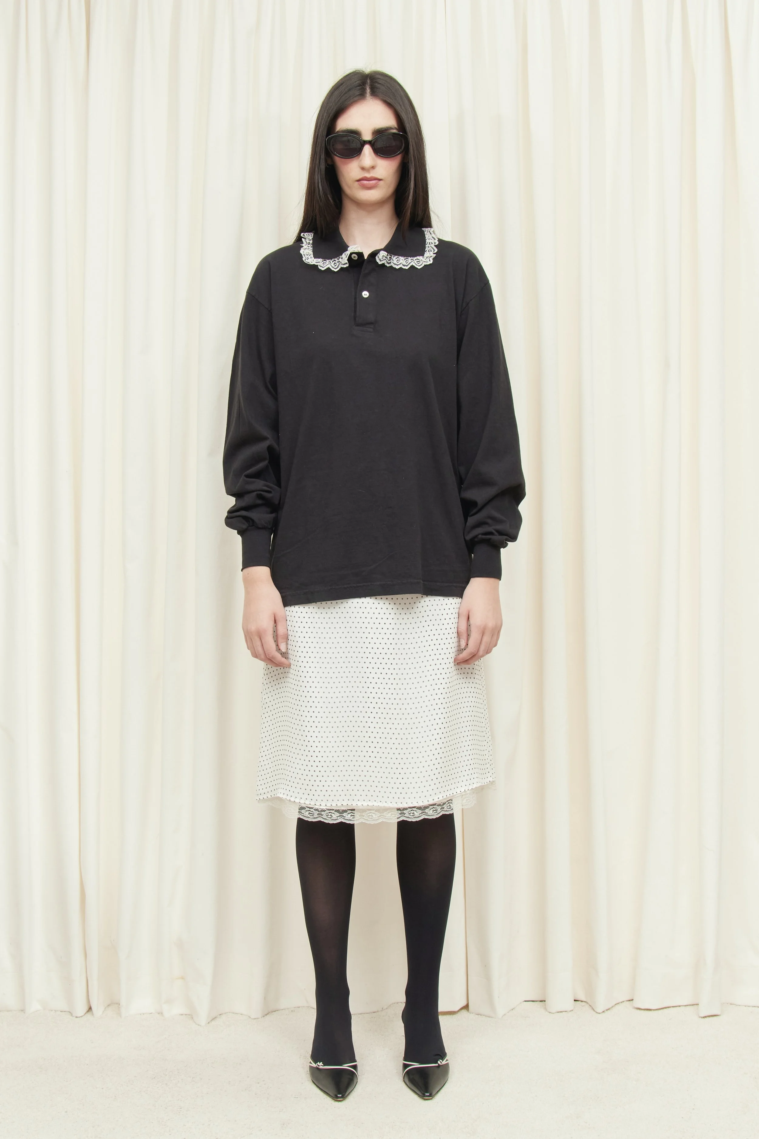 Cletus Lace Trim Long Sleeve Polo — Tanner Fletcher